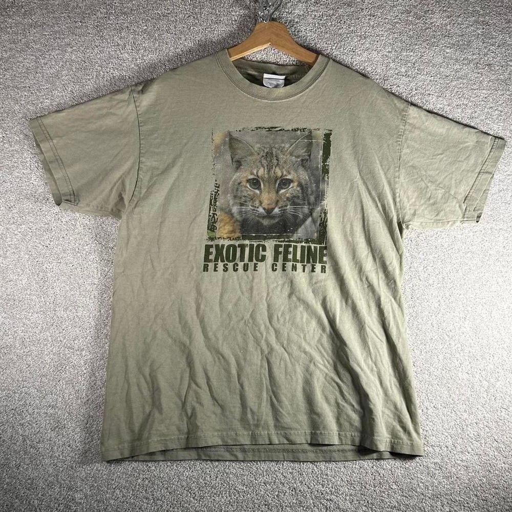 Vintage 2000s Exotic Feline Rescue earth tone green nature wild cat t-shirt